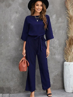 Women's Long Sleeve Jumpsuit with Matching Belt 4