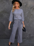 Women's Long Sleeve Jumpsuit with Matching Belt 7