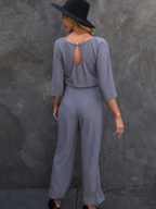 Women's Long Sleeve Jumpsuit with Matching Belt 8