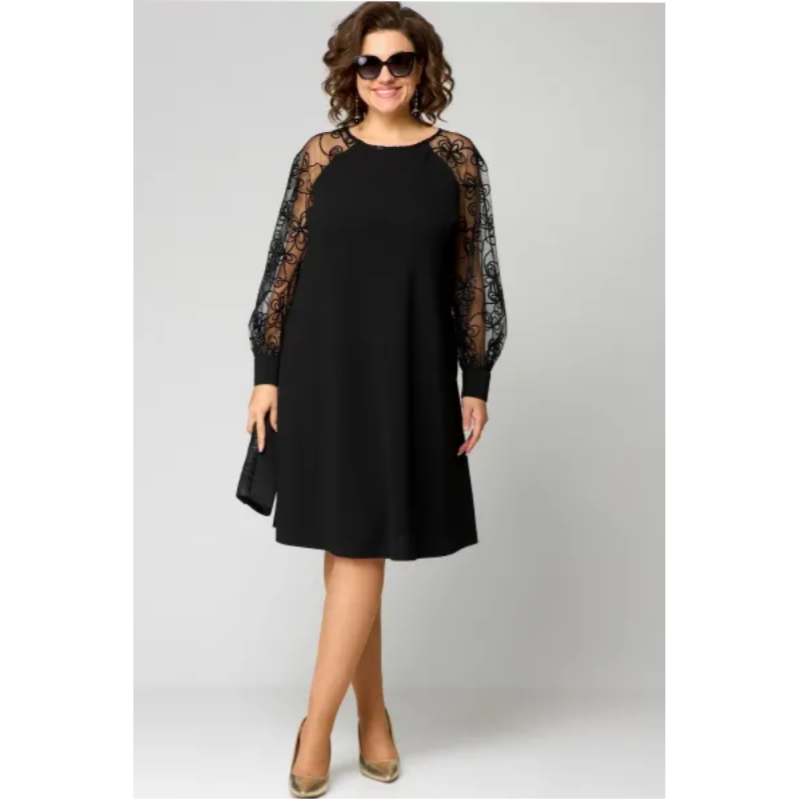 Women's Long Sleeve Lace Dress with Split Cuff Detail 2