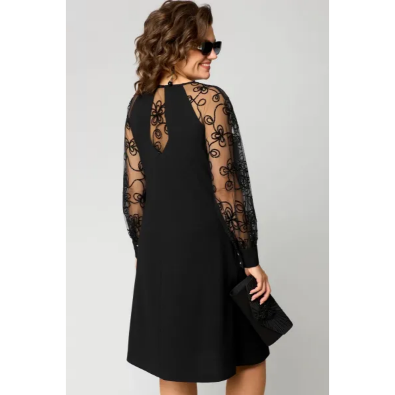 Women's Long Sleeve Lace Dress with Split Cuff Detail 3