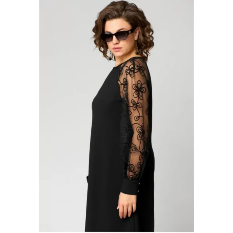 Women's Long Sleeve Lace Dress with Split Cuff Detail 6