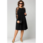 Women's Long Sleeve Lace Dress with Split Cuff Detail 7