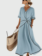 Women's Long Sleeve Maxi Dress with Draped Design 2