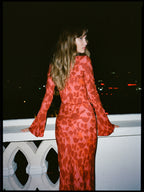 Women's Long Sleeve Maxi Dress with Flowing Skirt 6