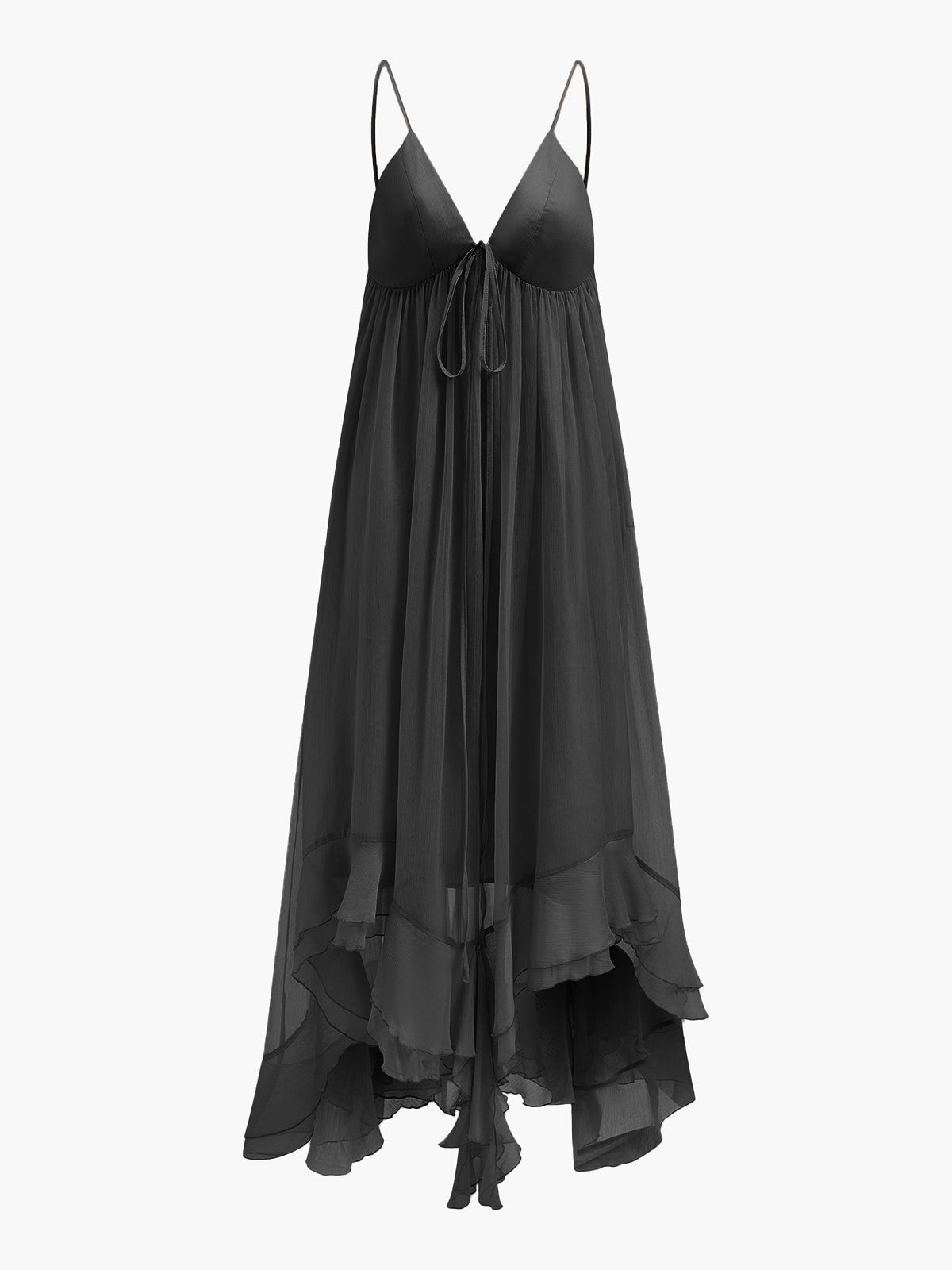 Women's Long Sleeve Maxi Dress with Layered Chiffon Cape Overlay 10