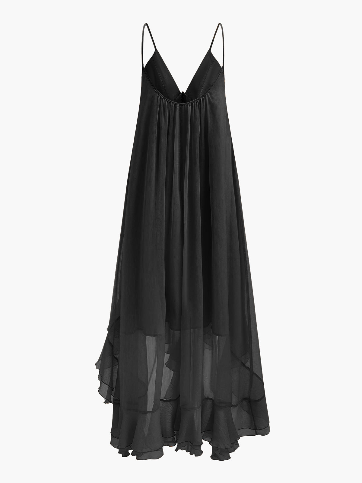 Women's Long Sleeve Maxi Dress with Layered Chiffon Cape Overlay 11