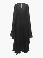 Women's Long Sleeve Maxi Dress with Layered Chiffon Cape Overlay 9