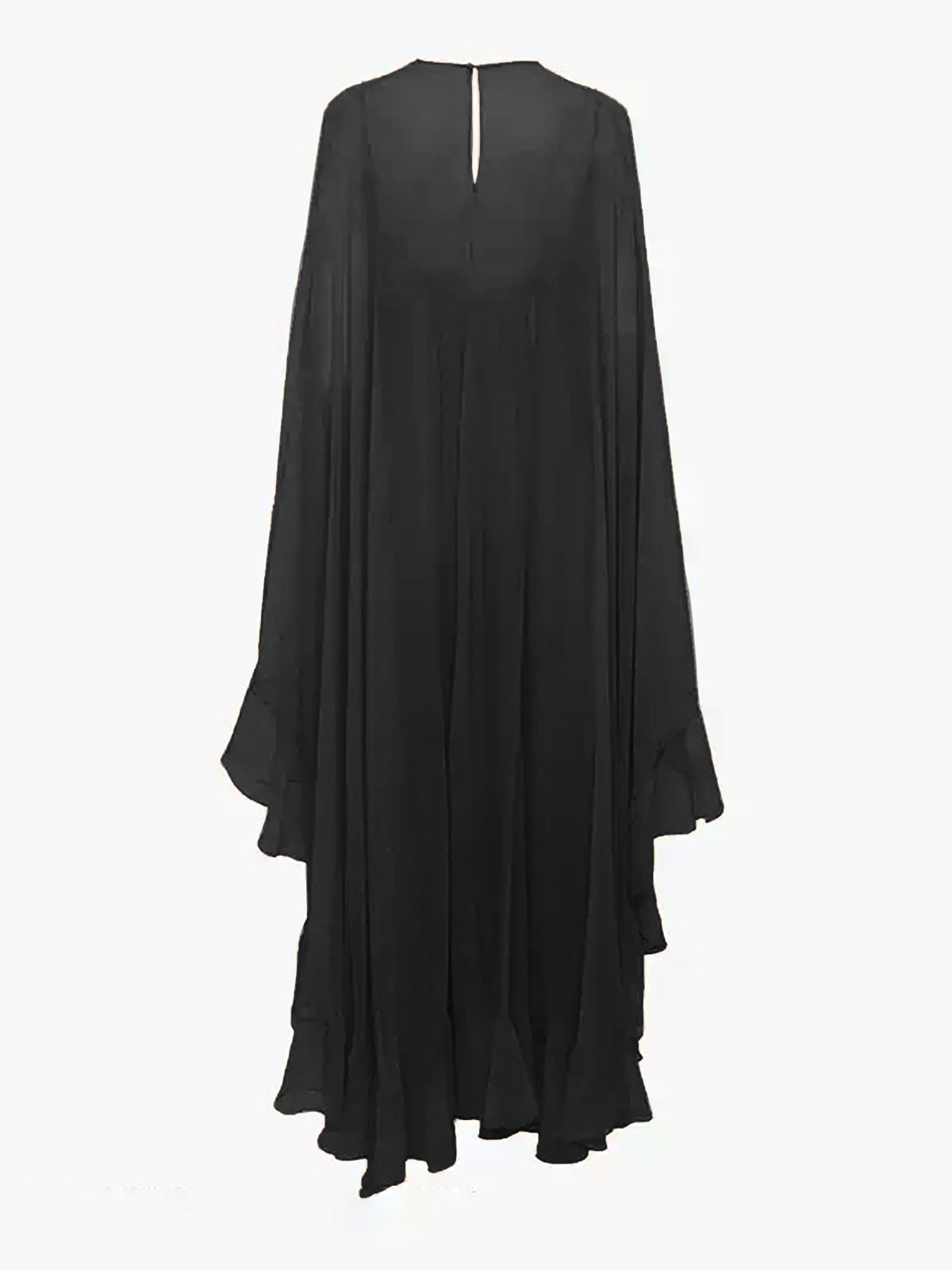 Women's Long Sleeve Maxi Dress with Layered Chiffon Cape Overlay 9