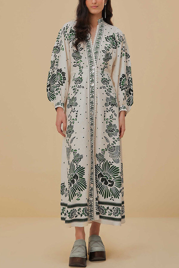 Women's Long Sleeve Maxi Dress with Print 11