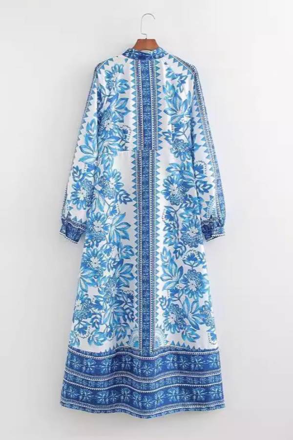 Women's Long Sleeve Maxi Dress with Print 14