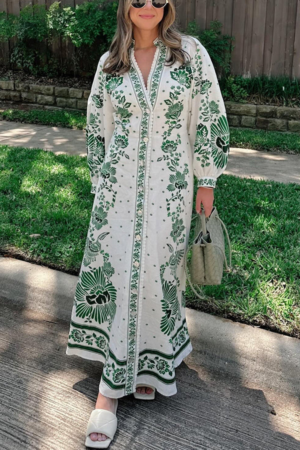 Women's Long Sleeve Maxi Dress with Print 3
