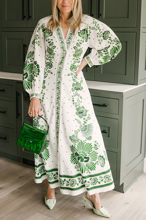 Women's Long Sleeve Maxi Dress with Print 4