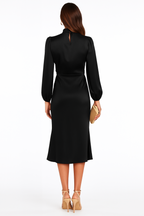 Women's Long-Sleeve Satin Maxi Dress with Loose Fit 2