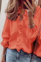 Women's Long Sleeve V-Neck Blouse with Ruffle Details 5