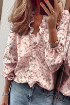 Women's Long Sleeve V-Neck Blouse with Ruffle Details 8