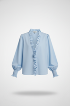 Women's Long Sleeve V-Neck Blouse with Ruffle Details 3