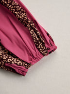 Women's Long Sleeve V-Neck Wide Leg Leopard Print Jumpsuit 6