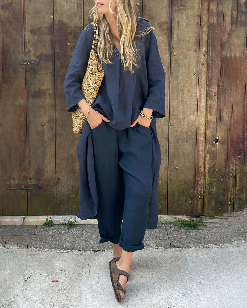 Women's Long Sleeve Wide Leg Two-Piece Set 1
