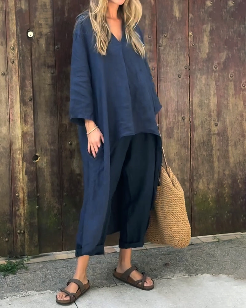 Women's Long Sleeve Wide Leg Two-Piece Set 2