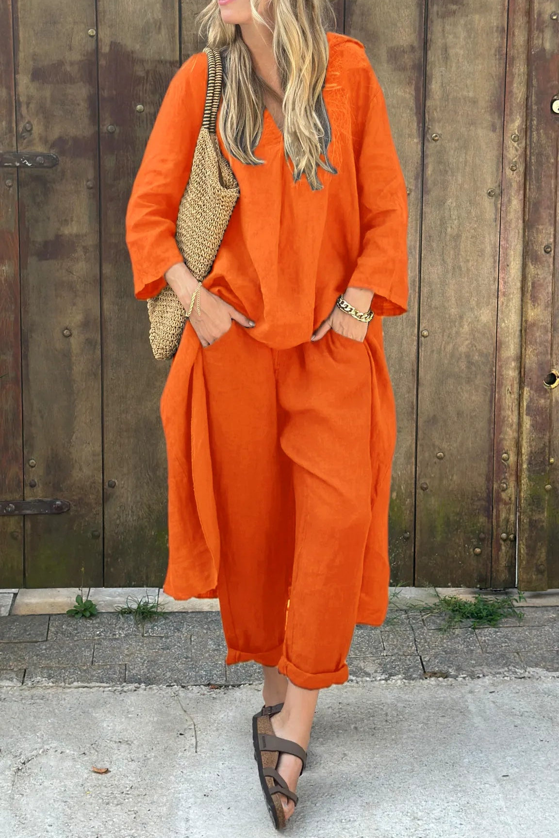 Women's Long Sleeve Wide Leg Two-Piece Set 6