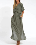 Women's Long Sleeveless Maxi Dress with Flowing Skirt 1