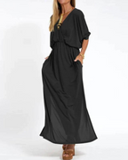 Women's Long Sleeveless Maxi Dress with Flowing Skirt 4
