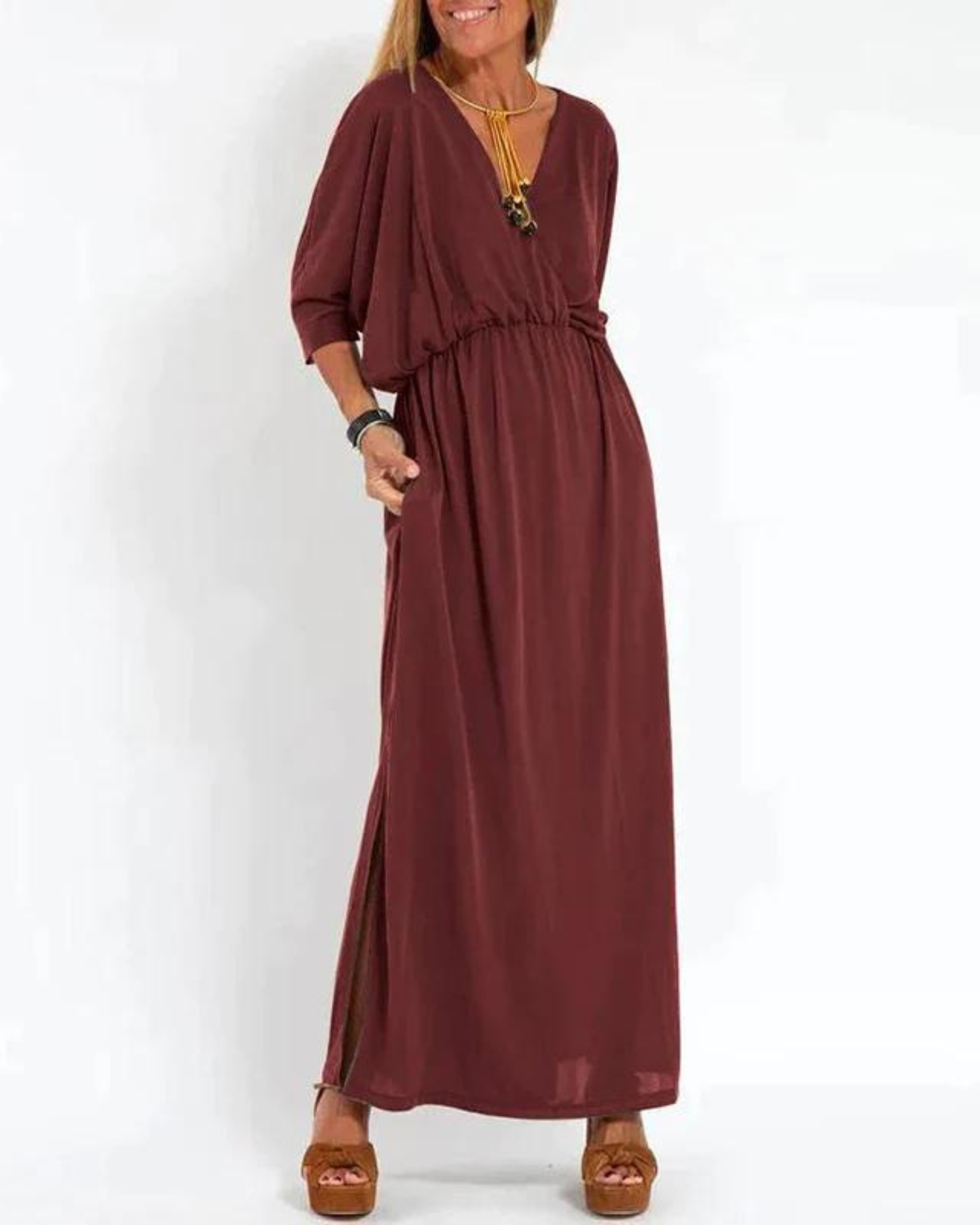 Women's Long Sleeveless Maxi Dress with Flowing Skirt 6