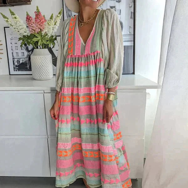 Women's Loose Fit Short Sleeve Dress with Round Neckline 1