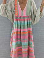Women's Loose Fit Short Sleeve Dress with Round Neckline 2