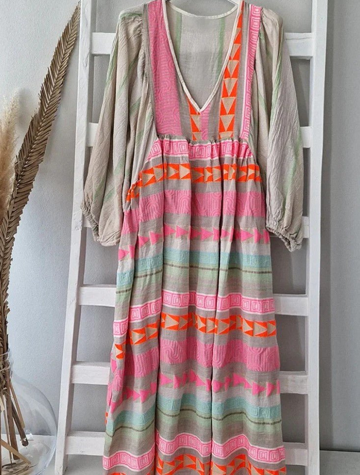 Women's Loose Fit Short Sleeve Dress with Round Neckline 6