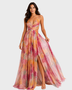 Women's Maxi Dress with Floral Print and Thin Straps 1