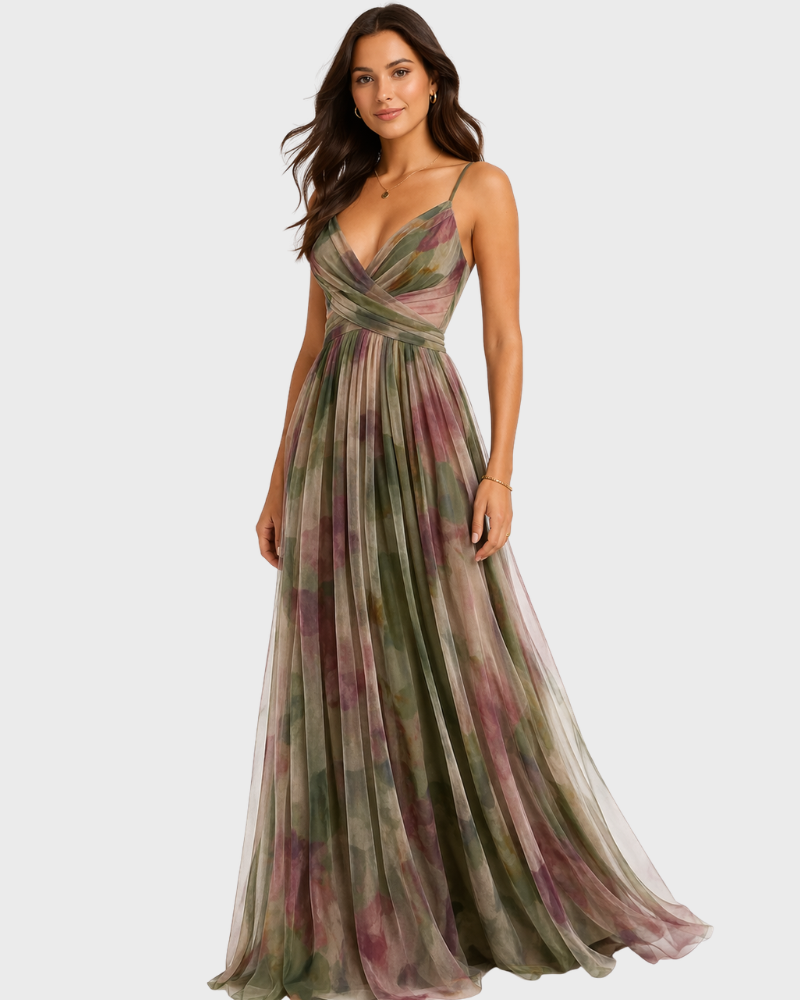 Women's Maxi Dress with Floral Print and Thin Straps 2