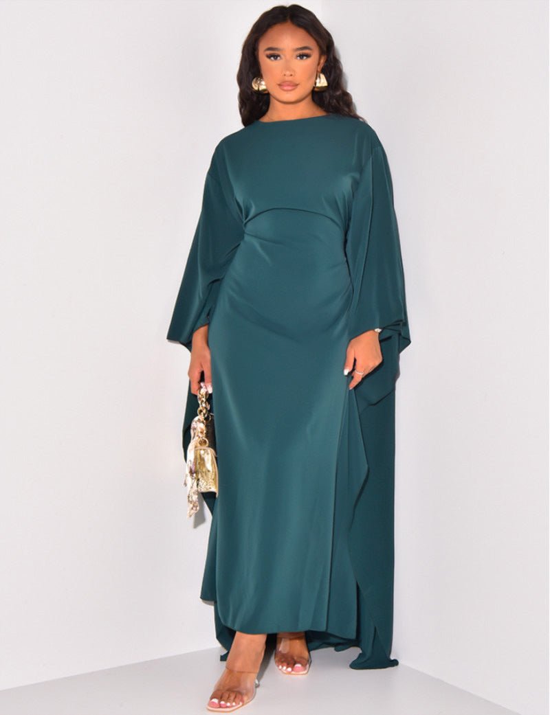 Women's Maxi Length Cape Dress with Flowing Sleeves 4