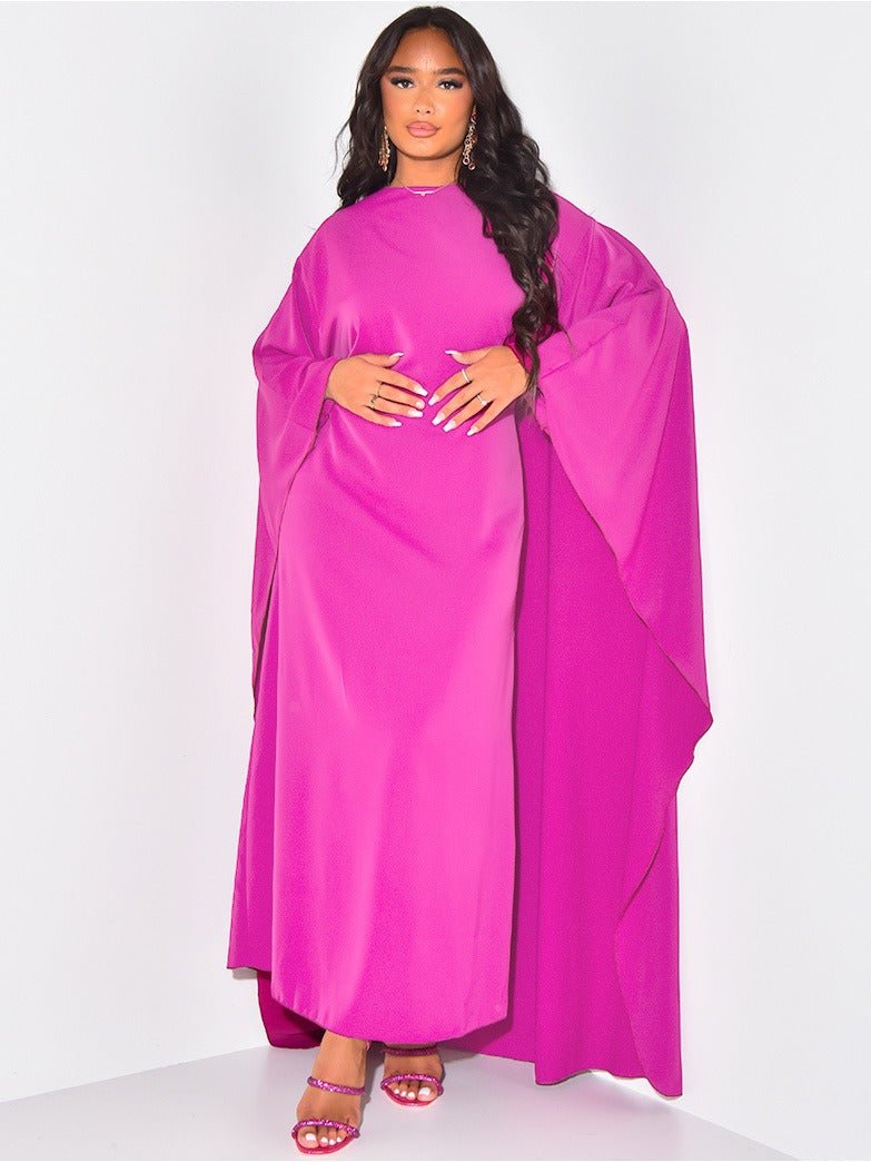 Women's Maxi Length Cape Dress with Flowing Sleeves 5