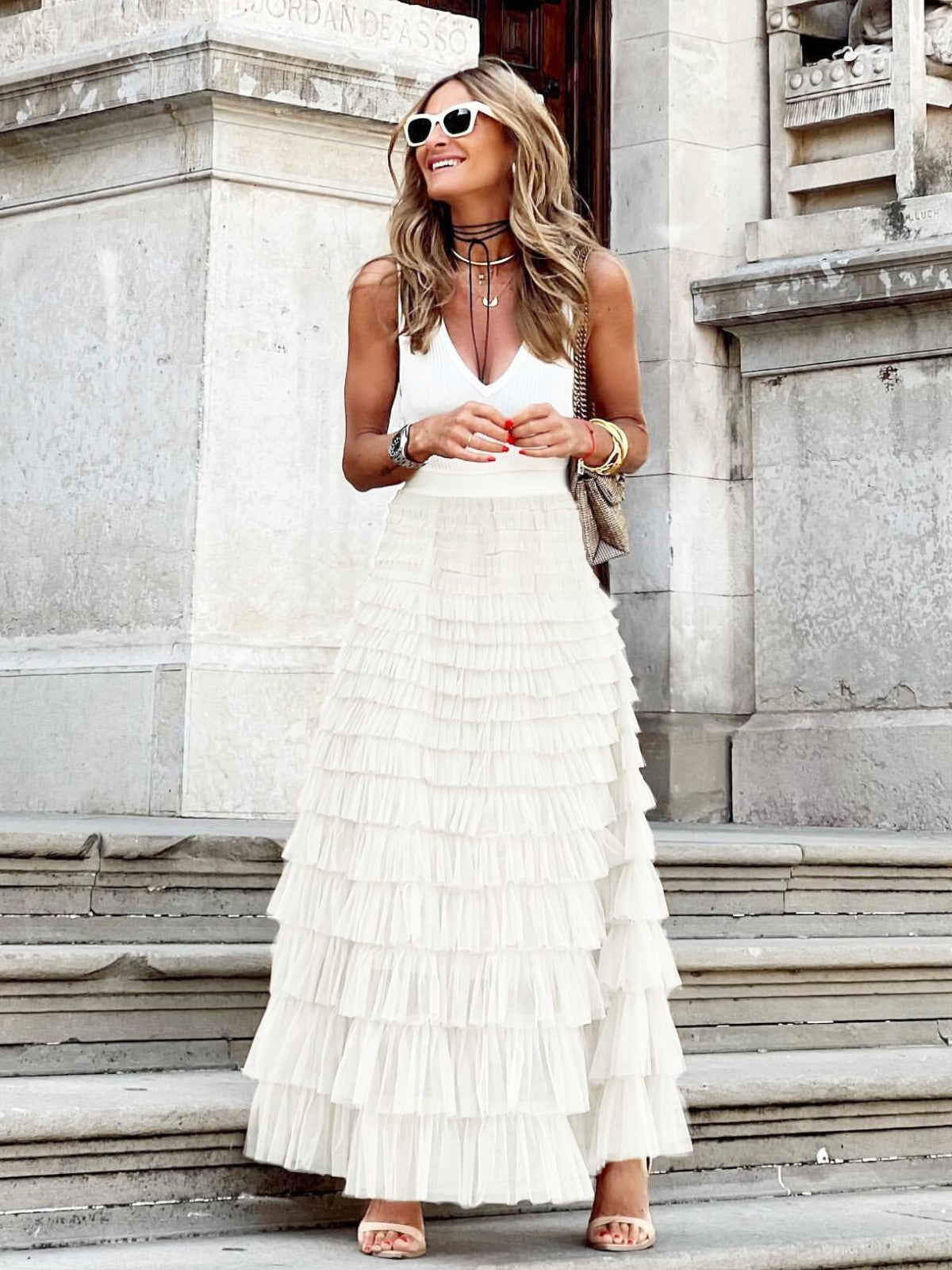 Women's Maxi Tulle Skirt with Elastic Waistband 7