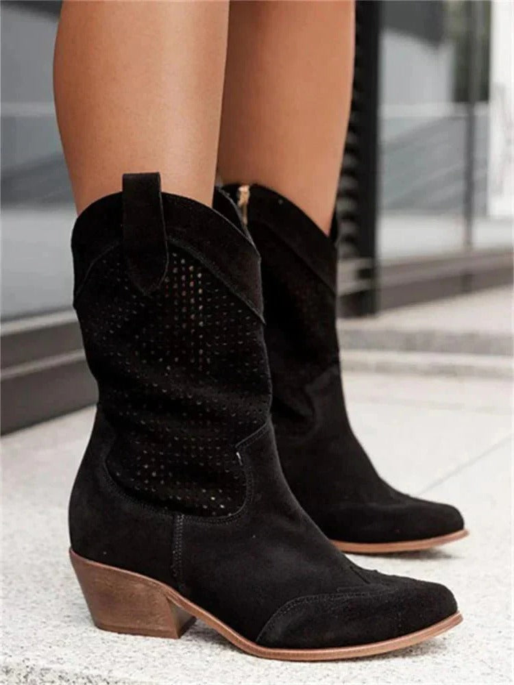 Women's Mid-Calf Western Boots with Side Zipper Closure 2