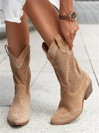 Women's Mid-Calf Western Boots with Side Zipper Closure 3