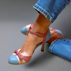 Women's Mid-Height Heeled Sandals with Ankle Strap and Round Toe 1