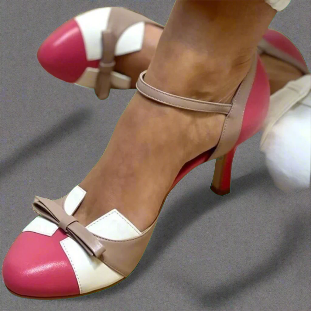 Women's Mid-Height Heeled Sandals with Ankle Strap and Round Toe 2
