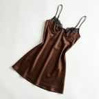Women's Mini Slip Dress with Lace Detail and Adjustable Straps 12