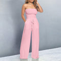 Women's Off-Shoulder Wide-Leg Jumpsuit with Drawstring Waist 1