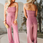 Women's Off-Shoulder Wide-Leg Jumpsuit with Drawstring Waist 7