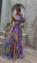 Women's One Shoulder Floral Maxi Dress 1