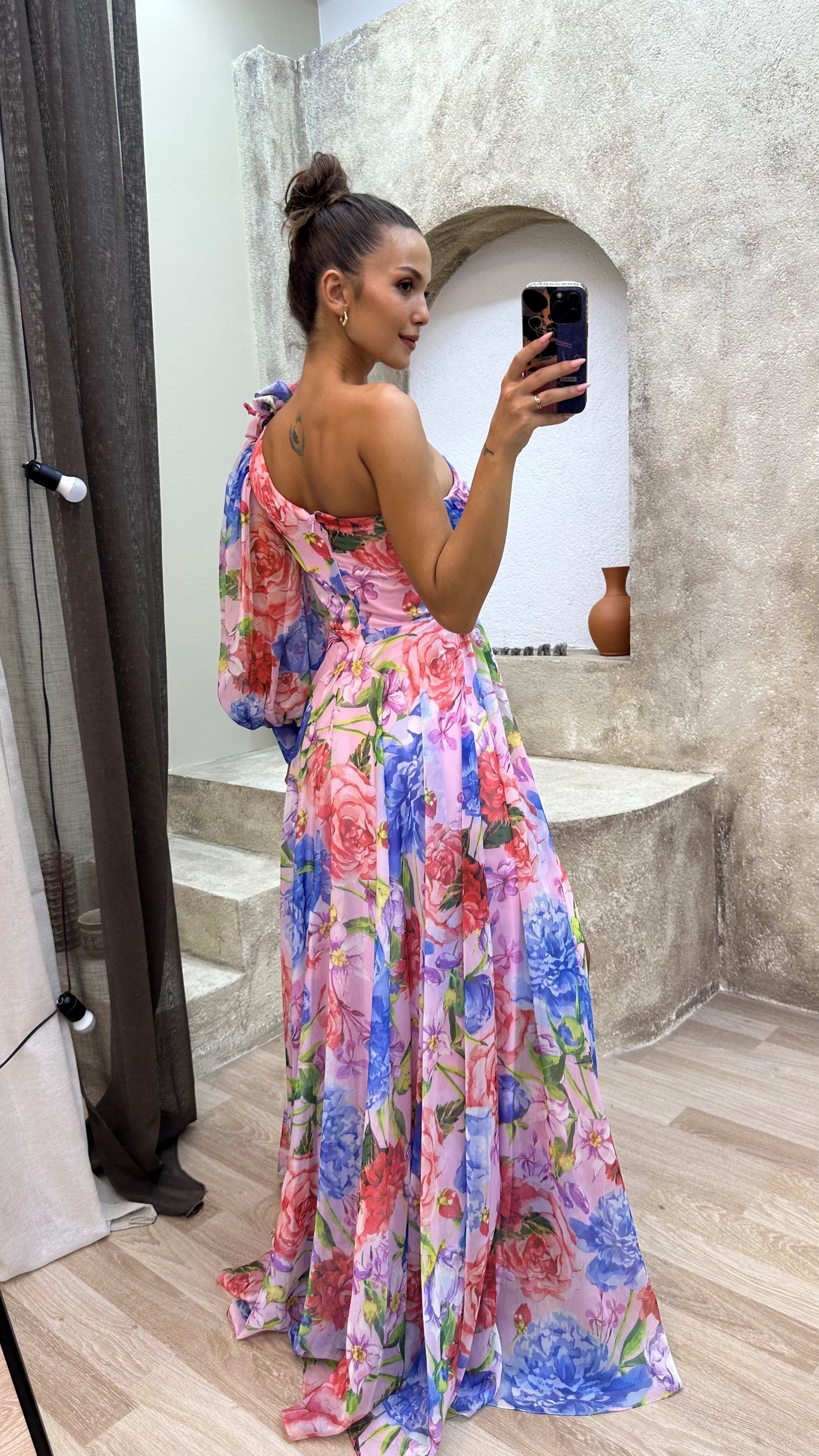 Women's One Shoulder Floral Maxi Dress 3