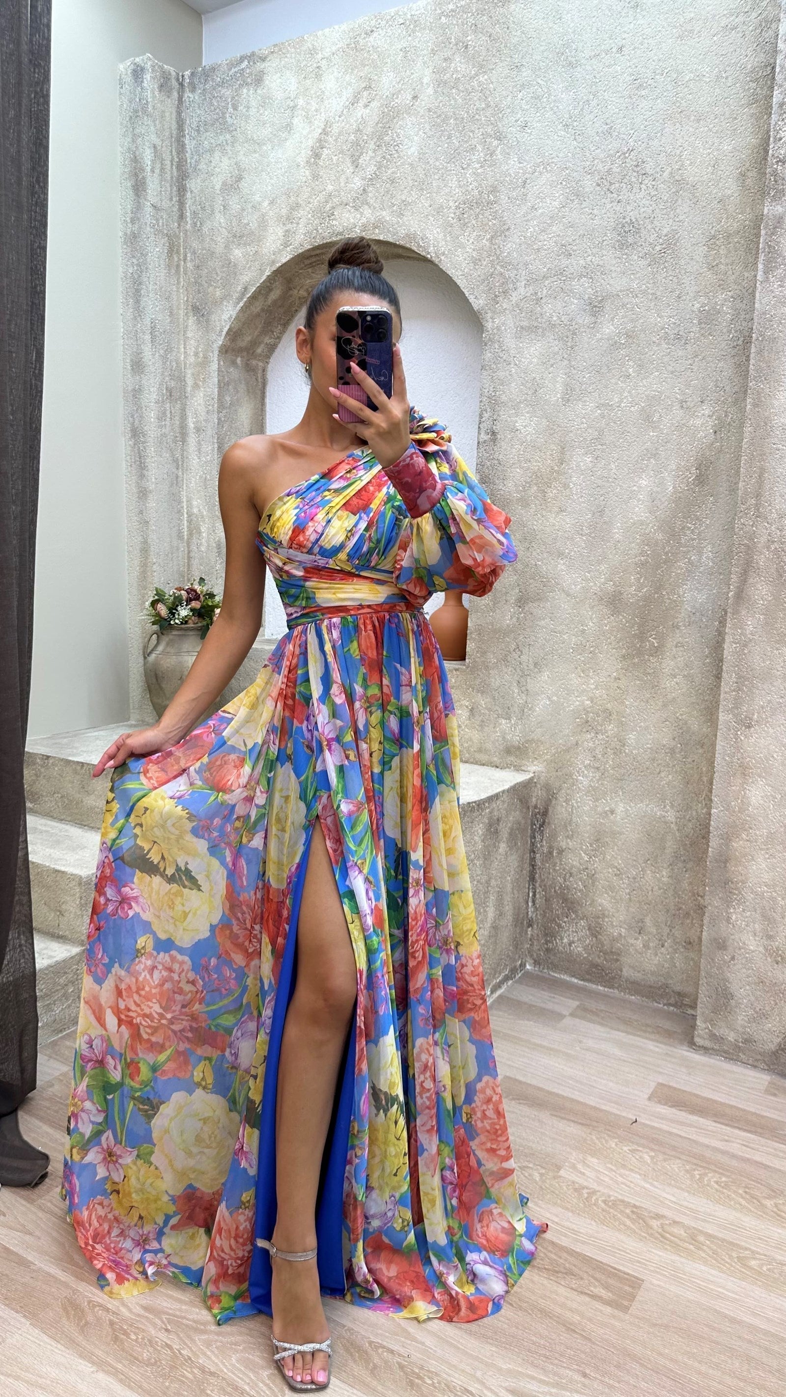 Women's One Shoulder Floral Maxi Dress 5