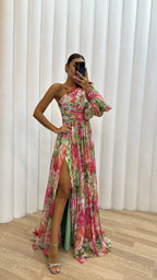 Women's One Shoulder Floral Maxi Dress 7