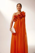 Women's One-Shoulder Maxi Dress with Ruffle Neckline 1