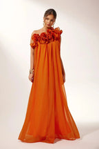 Women's One-Shoulder Maxi Dress with Ruffle Neckline 2