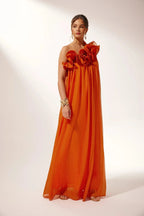 Women's One-Shoulder Maxi Dress with Ruffle Neckline 4